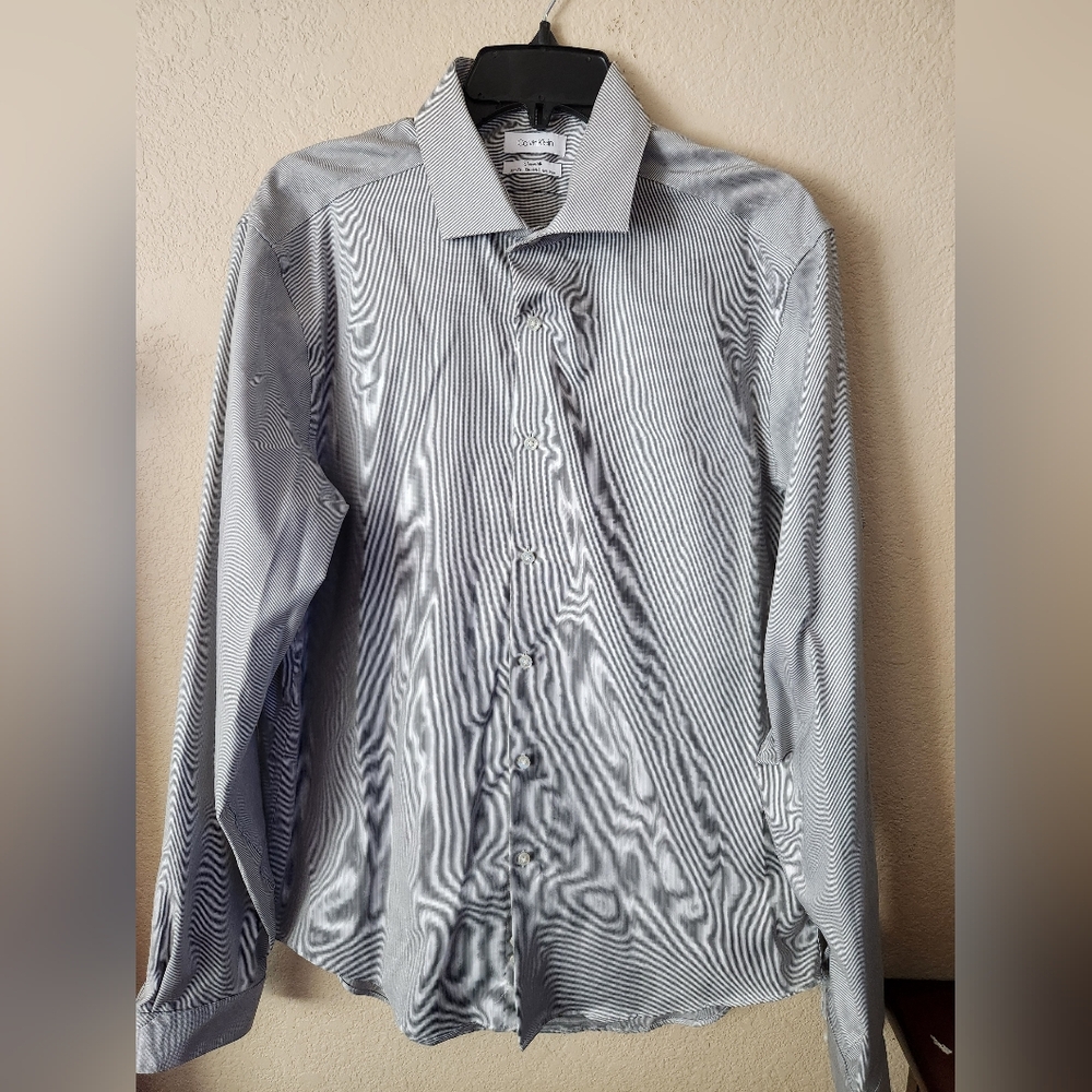 Calvin Klein Men's Striped Gray Shirt